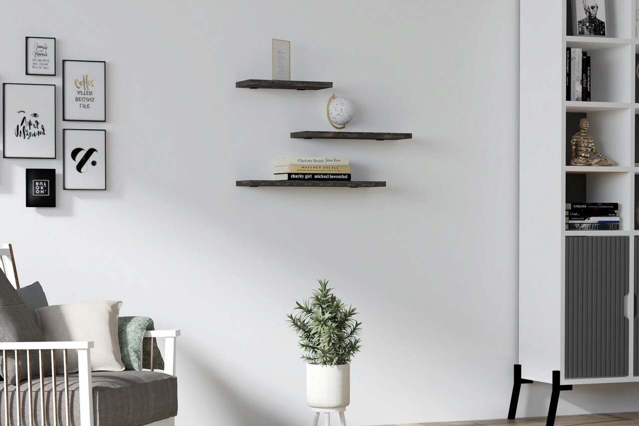 Raft de perete, Hanah Home, Leila, Antracit - imagine 6